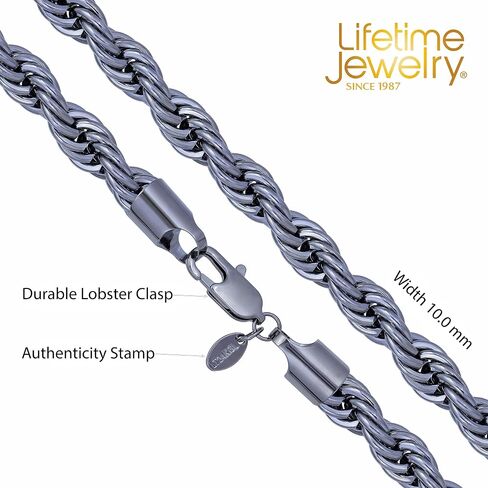 LIFETIME JEWELRY 10mm Rope Chain Necklace 24k Real Gold Plated for Women and Men in Saudi Arabia