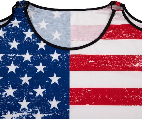 Plus Size American Flag Shirt - Womens USA Patriotic Cold Shoulder T Shirt 4th of July Shirts Memorial Day Loose Tops in Kuwait