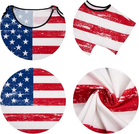 Plus Size American Flag Shirt - Womens USA Patriotic Cold Shoulder T Shirt 4th of July Shirts Memorial Day Loose Tops in Kuwait