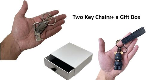 Key Chain 2 Keychains Bottle Opener best gift for Women and Men, with giftbox, Key Chain Set Fidget Spinner Bottle Opener Key Ring accessories boys and girls bear keychain Women Bag Rubber Keychain in Saudi Arabia