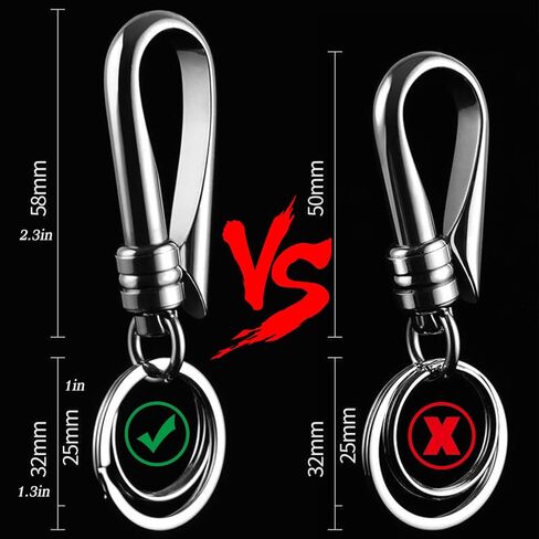 5 عبوات من حلقات المفاتيح المعدنية من ريفيني، حامل سلسلة مفاتيح للسيارة / مكتشف المفاتيح، مشابك سلسلة مفاتيح متينة للجنسين، فضي، 3.6 × 1.3 انش in Kuwait