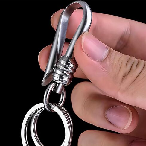 5 عبوات من حلقات المفاتيح المعدنية من ريفيني، حامل سلسلة مفاتيح للسيارة / مكتشف المفاتيح، مشابك سلسلة مفاتيح متينة للجنسين، فضي، 3.6 × 1.3 انش in Kuwait