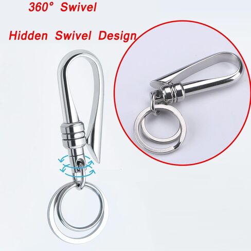 5 عبوات من حلقات المفاتيح المعدنية من ريفيني، حامل سلسلة مفاتيح للسيارة / مكتشف المفاتيح، مشابك سلسلة مفاتيح متينة للجنسين، فضي، 3.6 × 1.3 انش in Kuwait