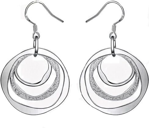 اقراط متدلية من الفضة الاسترلينية بتصميم دوائر متدلية، فضة استرلينية، بدون احجار كريمة, فضة استرلينية, لا أحجار كريمة in Kuwait