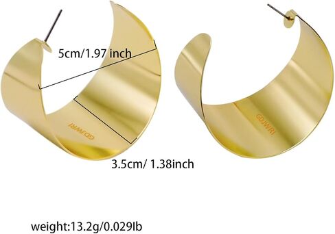 Geometric Chunky Hoop Earrings Large Vintage Statement Hypoallergenic Gold Plated Boho Earrings Jewelry for Girls Women Wedding Gifts in Saudi Arabia