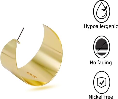 Geometric Chunky Hoop Earrings Large Vintage Statement Hypoallergenic Gold Plated Boho Earrings Jewelry for Girls Women Wedding Gifts in Saudi Arabia