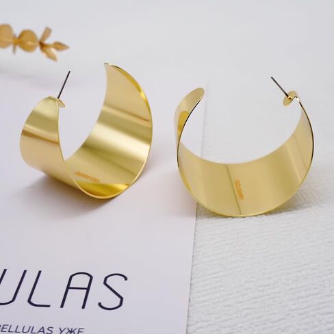 Geometric Chunky Hoop Earrings Large Vintage Statement Hypoallergenic Gold Plated Boho Earrings Jewelry for Girls Women Wedding Gifts in Saudi Arabia