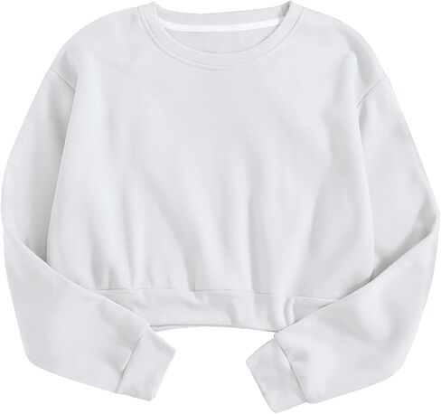 Verdusa Women's Basic Long Sleeve Crew Neck Crop Pullover Top Sweatshirt in Saudi Arabia