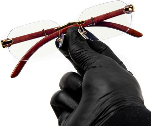 Mens Women's Gold Frame Luxury Classic Geometric Clear Lens Wood Arm Blue Light Glasses Rimless Trendy Retro 90's Unisex Hip Hop Fashion Woodgrain Non Prescription Eye Glasses in Saudi Arabia