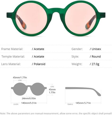 HEPIDEM Matte Acetate Vintage Retro Round Polarized Sunglasses for Women 9270T in Kuwait