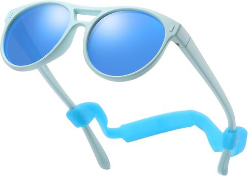 DUCO Aviator Sunglasses for Kids Boys Girls Vintage Flexible Polarized Sun Glasses with Strap UV Protection DK030 in Saudi Arabia
