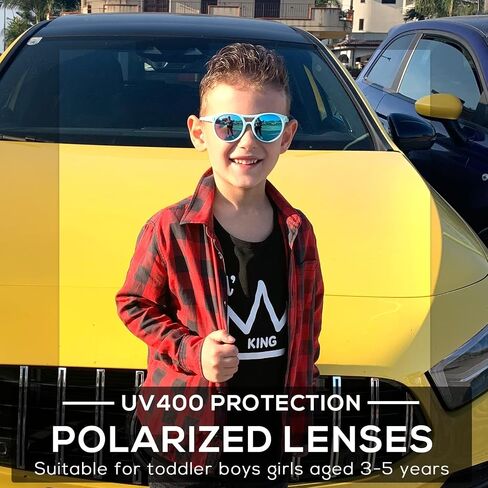 DUCO Aviator Sunglasses for Kids Boys Girls Vintage Flexible Polarized Sun Glasses with Strap UV Protection DK030 in Saudi Arabia