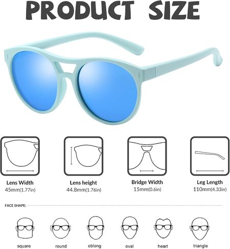 DUCO Aviator Sunglasses for Kids Boys Girls Vintage Flexible Polarized Sun Glasses with Strap UV Protection DK030 in Saudi Arabia