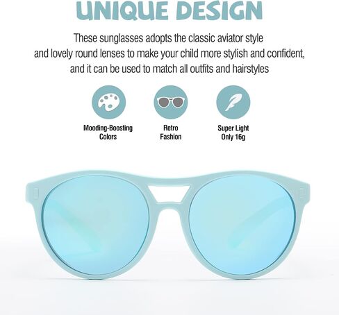 DUCO Aviator Sunglasses for Kids Boys Girls Vintage Flexible Polarized Sun Glasses with Strap UV Protection DK030 in Saudi Arabia