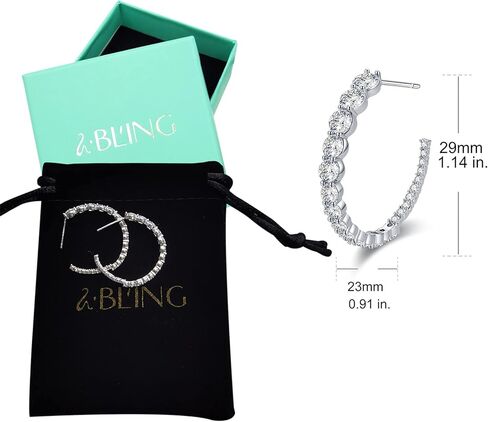 أقراط من SBLING مطلية بالبلاتينيوم أو الذهب عيار 18 قيراطًا مرصعًا بالزركونيا - هدايا للنساء / الفتيات in Kuwait