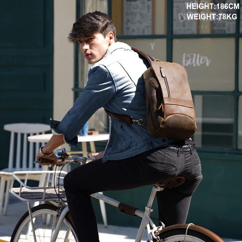 حقيبة كتف من الجلد الطبيعي من TIDING للرجال، حقيبة كتف كاجوال للمشي لمسافات طويلة على الصدر، تناسب جهاز iPad مقاس 11 بوصة in Kuwait