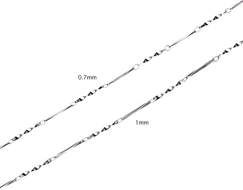 Sterling Silver 0.7mm/1mm Solid 925 Twister Link Dainty Chain Necklace for Lightweight Pendant 16’’-30’’ in Saudi Arabia