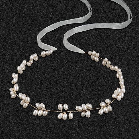 Tanfeine Flower Girl Headpiece, Pearl Wedding Headband for Girls, Princess All Pearls Hair Accessories Pearl Headband for Birthday, Party, First Communion,Wedding in Kuwait