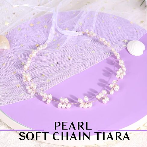 Tanfeine Flower Girl Headpiece, Pearl Wedding Headband for Girls, Princess All Pearls Hair Accessories Pearl Headband for Birthday, Party, First Communion,Wedding in Kuwait