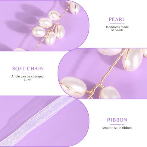 Tanfeine Flower Girl Headpiece, Pearl Wedding Headband for Girls, Princess All Pearls Hair Accessories Pearl Headband for Birthday, Party, First Communion,Wedding in Kuwait