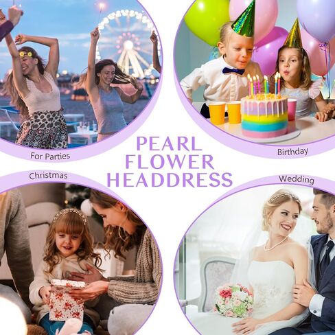 Tanfeine Flower Girl Headpiece, Pearl Wedding Headband for Girls, Princess All Pearls Hair Accessories Pearl Headband for Birthday, Party, First Communion,Wedding in Kuwait