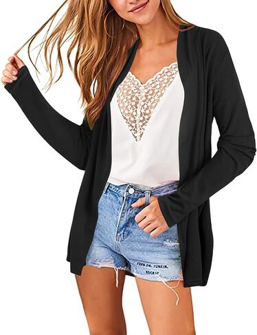 كارديجان كاجوال مفتوح من الامام باكمام طويلة وجيوب للنساء من الترانايس in Kuwait