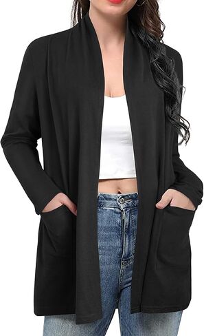 كارديجان كاجوال مفتوح من الامام باكمام طويلة وجيوب للنساء من الترانايس in Kuwait
