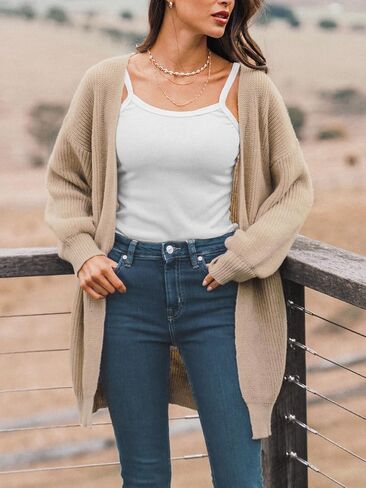 CUPSHE Women Cardigans Sweater Tops Long Sleeves Knit Sweater Casual Brown in Saudi Arabia