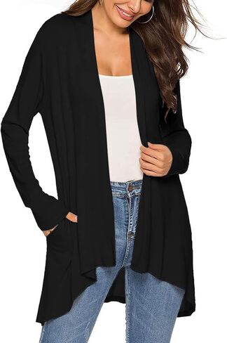 CUTEMOOT Women's 2023 Fall Lightweight Long Sleeve Cardigan Casual Open Front Cardigans Flowy Tops with Pockets in Saudi Arabia