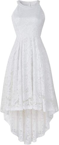 فستان Yuanlar النسائي ذو الرسن الدانتيل الأزهار لحفلات الكوكتيل Hi-Lo حفلة موسيقية فستان وصيفة العروس فستان رسمي متأرجح in Kuwait