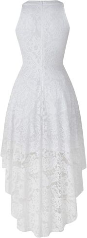 فستان Yuanlar النسائي ذو الرسن الدانتيل الأزهار لحفلات الكوكتيل Hi-Lo حفلة موسيقية فستان وصيفة العروس فستان رسمي متأرجح in Kuwait