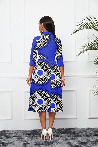 فستان نسائي من FANDEE بأكمام 3/4 وفتحة رقبة على شكل V وحفلات الكوكتيل فستان متوسط ​​الطول بخصر عالٍ 2024 فستان رسمي مع جيب in Kuwait