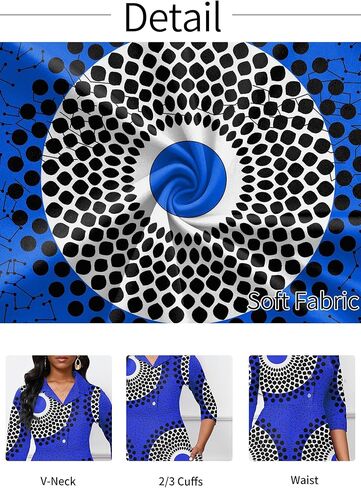 فستان نسائي من FANDEE بأكمام 3/4 وفتحة رقبة على شكل V وحفلات الكوكتيل فستان متوسط ​​الطول بخصر عالٍ 2024 فستان رسمي مع جيب in Kuwait