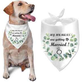 هدية الخطوبة، My Humans are Getting Married Dog Bandana، دعامة صور الزفاف، وشاح الحيوانات الأليفة، هدايا إعلان خطوبة الكلاب للأزواج، إكسسوارات الحيوانات الأليفة، أبيض