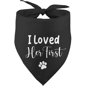 I Loved Her First Wedding Engagement Dog Bandana Valentine's Dog Bandana Black Dog Wedding Engagement Bandana Announcement Pet Accessories for Dog Lover