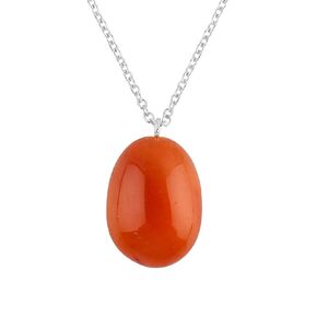 Natural Carnelian Tumble Crystals Gemstone Pendant Necklace, Handmade Dainty Jewelry, Gift for Women, Healing Crystals, Birthstone, 18 inch (Gold Plated Brass)
