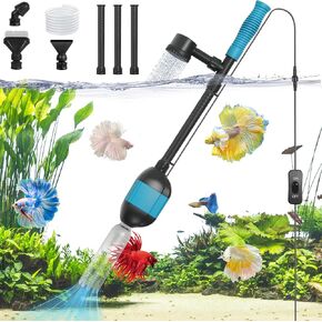 Fish Tanks Gravel Vacuum Cleaner, 397GPH/20W Electric Aquarium Gravel Cleaner, 6-in-1 Aquarium Cleaner Kit for Remove Dirt Change Water Wash Sand and Water Shower for Turtle Betta Fish Tank.