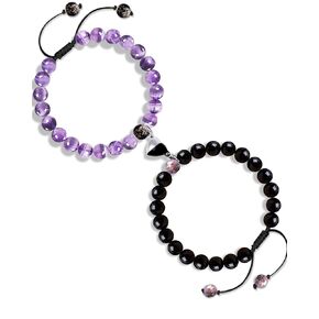 Matching Bracelets for Couples Boyfriend Girlfriend Long Distance Relationship Gifts Heart Love Bracelets for Women Men Best Friends Crystals Beadeds Jewelry (MMagnetic 3)