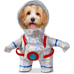 Astronaut Dog Costume Clothes Space Dog Outfit for Pet Small Medium Puppy Cat Halloween Christmas Party Funny Cosplay (Medium), Silver