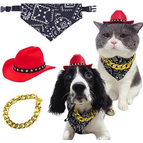 Cowboy Costume for Pet Cowboy Bandanna Cowboy Hat for Pet Cowgirl Bandanna Hiphop Costume for Pet Hippie Costume