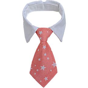 Dog Necktie Cat Neck Tie with Adjustable White Collars Formal Classy for Pet Birthday Gift Wedding Valentine Costumes Accessories (L10.5-15", Star)