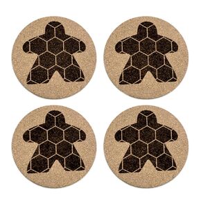 Hexagon Meeple - Board Game Coasters (qty 4)