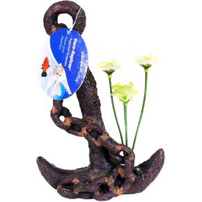 Penn-Plax Deco-Replica Anchor with Faux Silk Plant Aquarium Decoration, Medium (RR801)