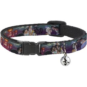 Buckle-Down Breakaway Cat Collar - Aladdin & Jasmine Scenes/Castle/Birds - 1/2" Wide - Fits 8-12" Neck - Medium