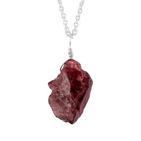 Red Garnet Necklace, Raw Red Garnet Pendant, Garnet Necklace, Genuine Rough Garnet Gemstone, January Birthstone, Gift for Her