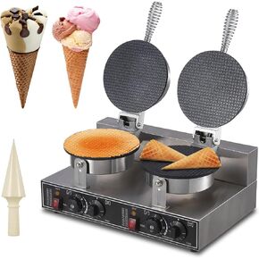 Commercial Ice Cream Cone Machine Waffle Cone Maker Electric Stainless Steel Egg Roll Mold Nonstick Waffle Cone and Bowl Maker for Home Restaurant Use (110V 2600W)