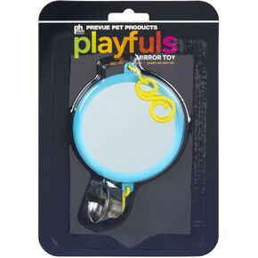 Prevue Hendryx Birdie Basics 2 Sided Mirror with Bell Bird Toy, 6 x 3 (60422)