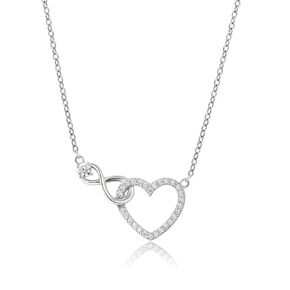 Infinity Heart Necklace for Women Silver Cubic Zirconia Diamond Gold Necklace Heart Charm Infinity Sign Necklace Friendship Promise Gift (Gold)