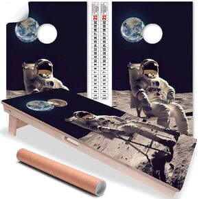 Star Battles Cornhole Board Wraps and Decals for Boards Set of 2 Skins Professional Vinyl Covers Sticker - R2D2 and BB8 Cornhole Decal for Board Sticker Cornhole Vinyl Wrap