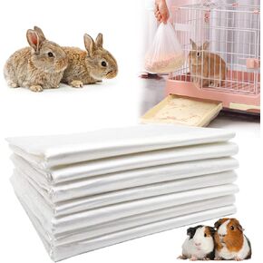 100 Pcs Disposable Rabbit Cage Liner, 35'' X 27'' Large Bunny Cage Tray Liners Clear Plastic Guinea Pig Toilet Film for Bunnies Ferrets Chinchillas Birds Small Animal - Leak Proof & No Mess